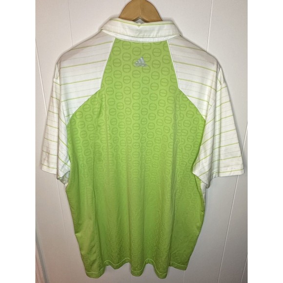 Adidas Climacool Golf Polo Shirt Mens Size 2XL White/Green Striped Performance - Picture 5 of 5
